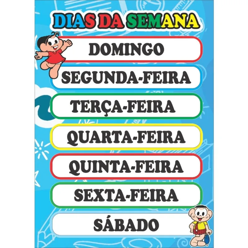 Painel dias da semana Turma da Mônica