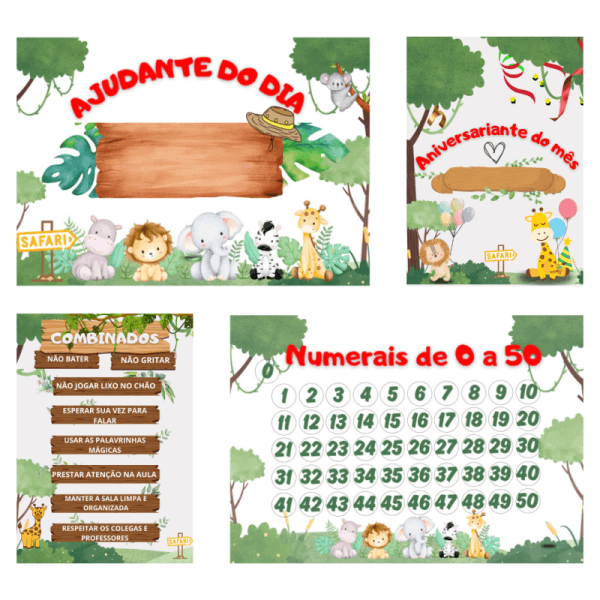 Kit decoração de sala de aula - Safari - Imagem 4